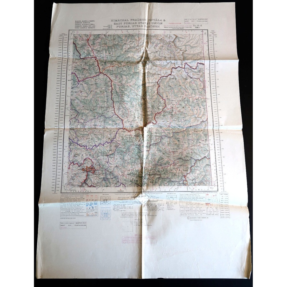 Himachal Paradesh, Patiala & East Punjab States Union Map 1951